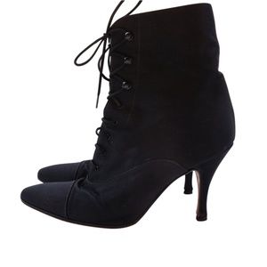 Gucci Satin Black Lace Up Boots